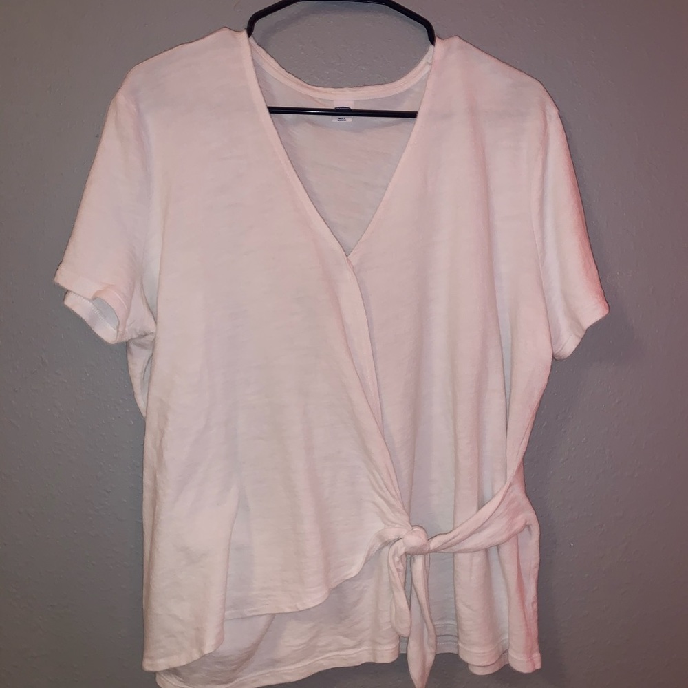white crossover blouse